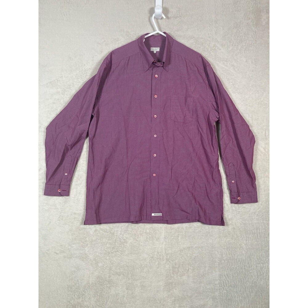 Ted Baker Mens Shirt Size 3 Long Sleeve Button Down Red‎ London